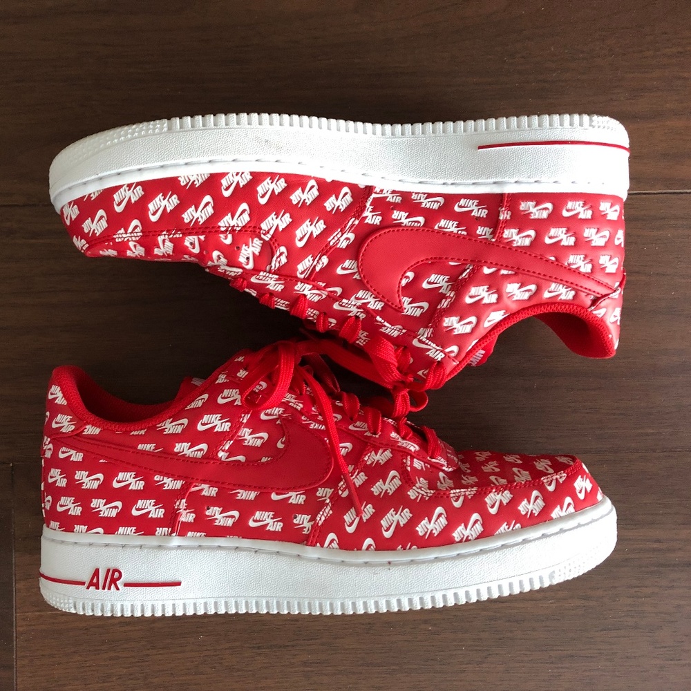 Nike Air Force 1 All Over Logo Red
